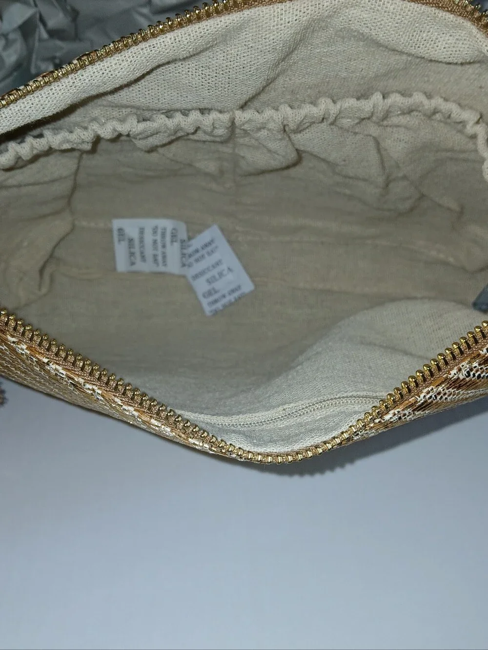 Vince Camuto Woven Canvas Metallic Cosmetic Bag with Starfish Tassel Charm, Med